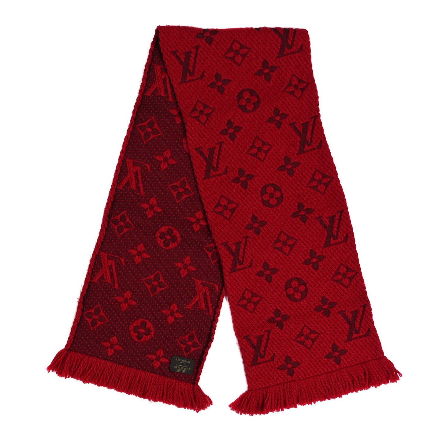 Wool Silk Logomania Scarf Rubis