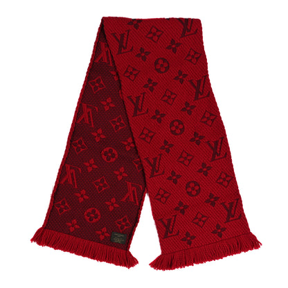 Louis Vuitton Wool Silk Logomania Scarf Rubis 2 of 4