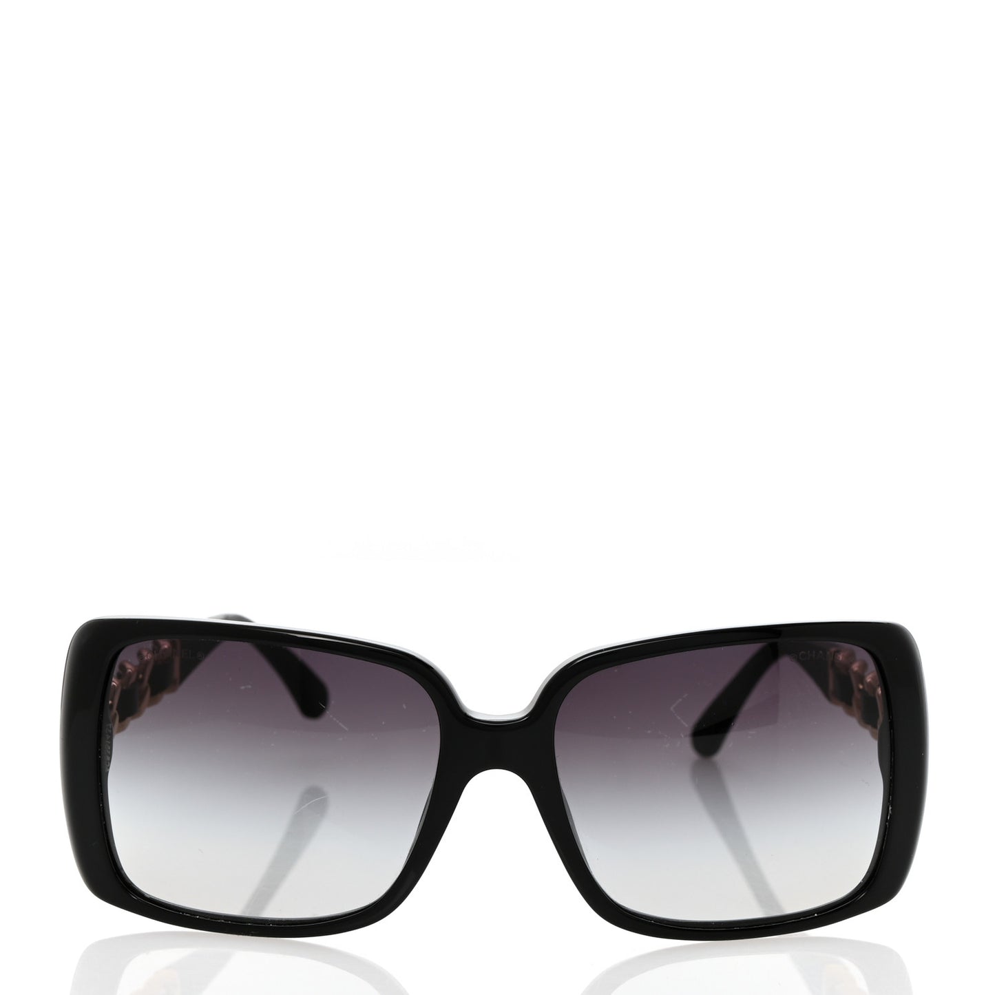 Acetate Metal Polarized Chain Square Sunglasses 5305 Black