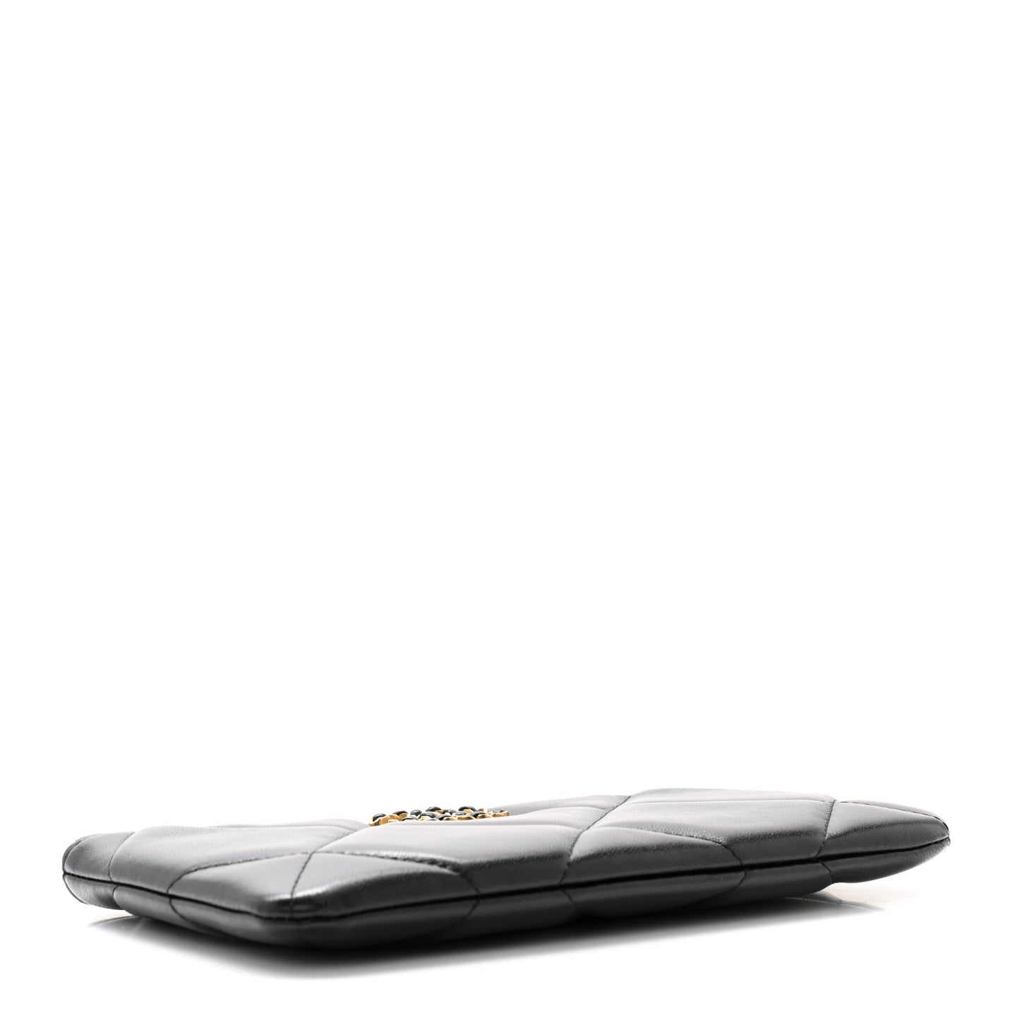 Lambskin Quilted Small Chanel 19 Pouch Black