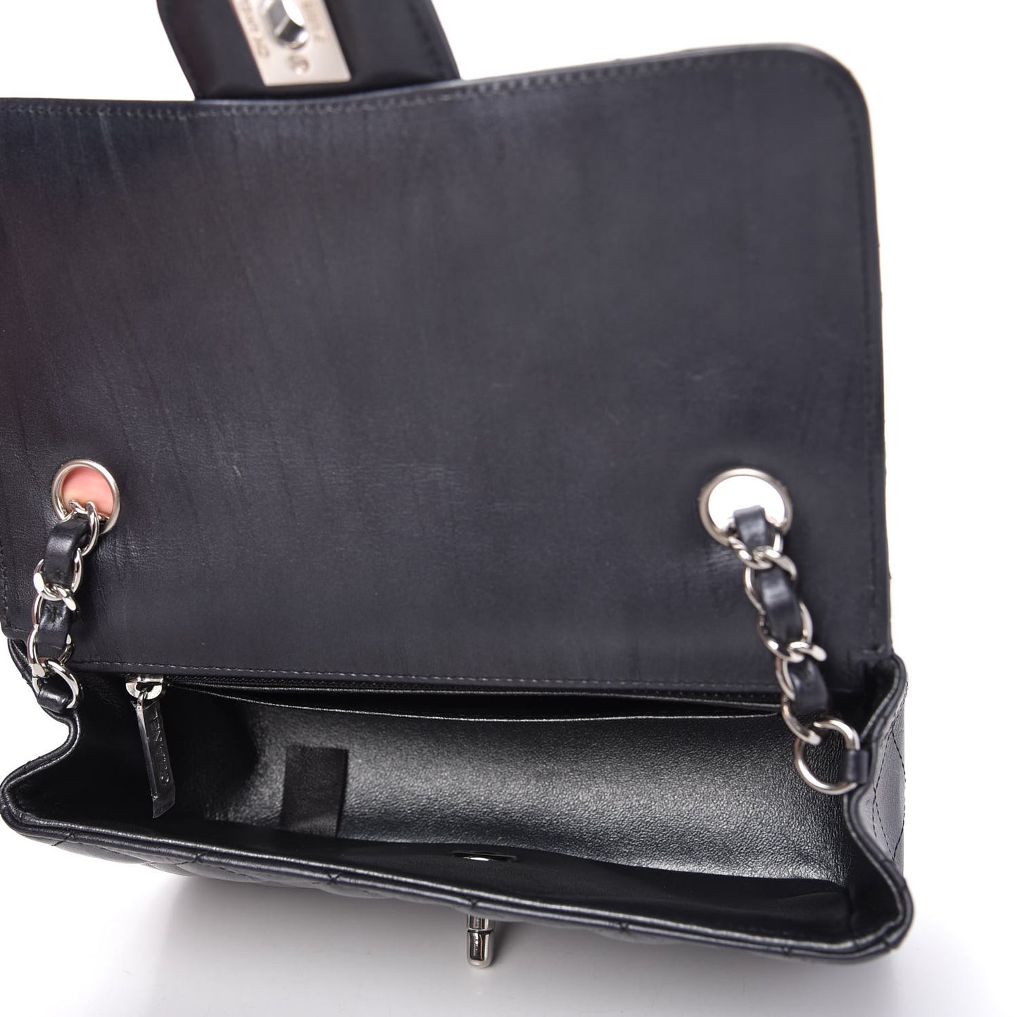 Iridescent Calfskin Quilted Mini Rectangular Flap Charcoal