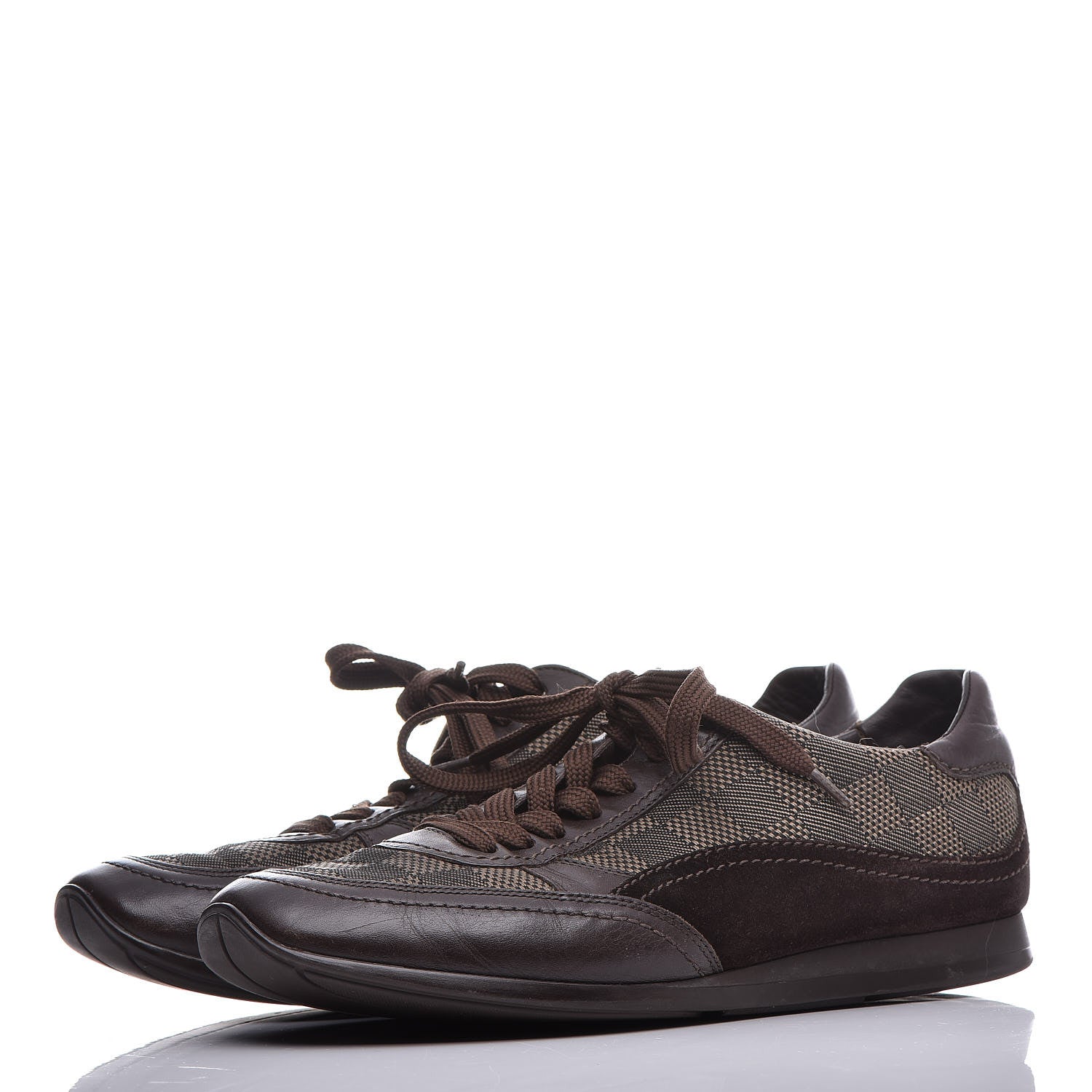 Louis Vuitton Suede Damier Ebene Sneakers 8.5 Brown 3 of 15