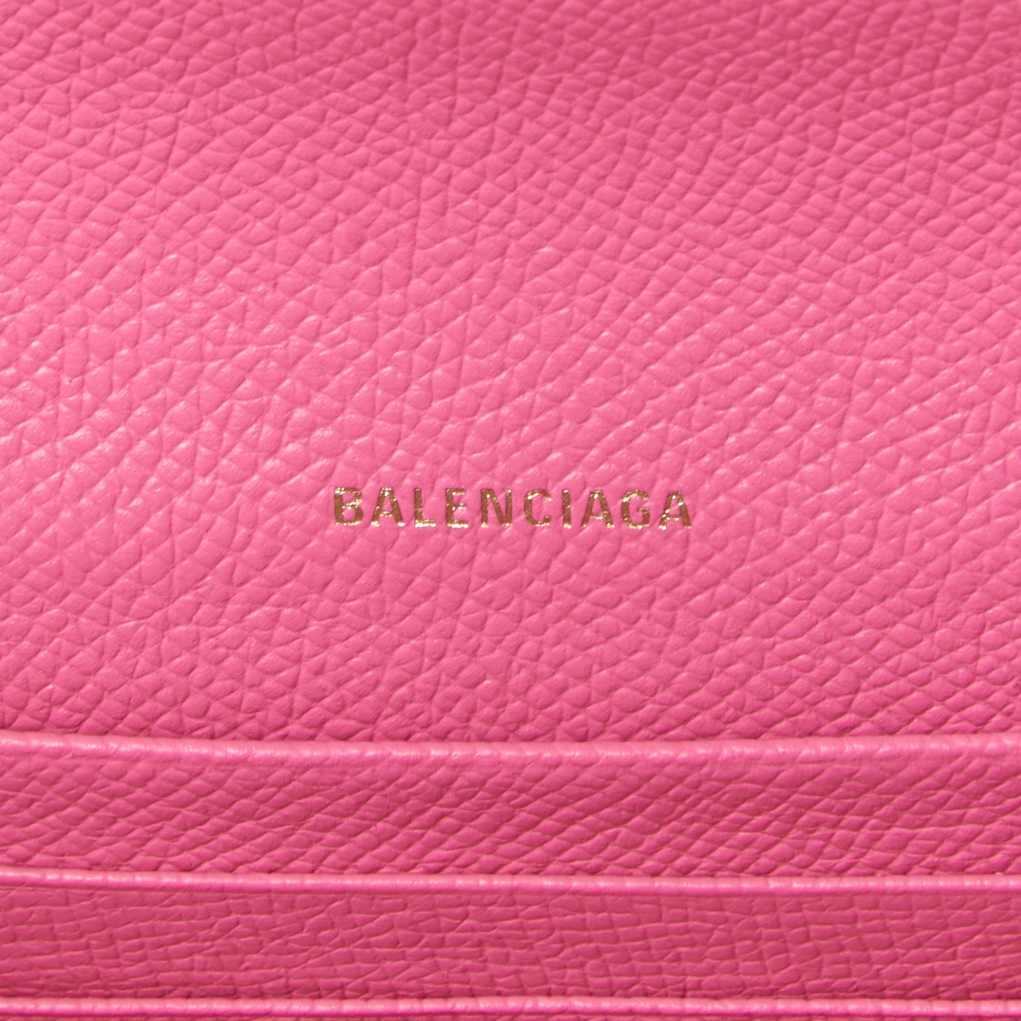 Balenciaga Signature Grained Calfskin Logo Ville Wallet on Chain Bubble Gum Black 7 of 8