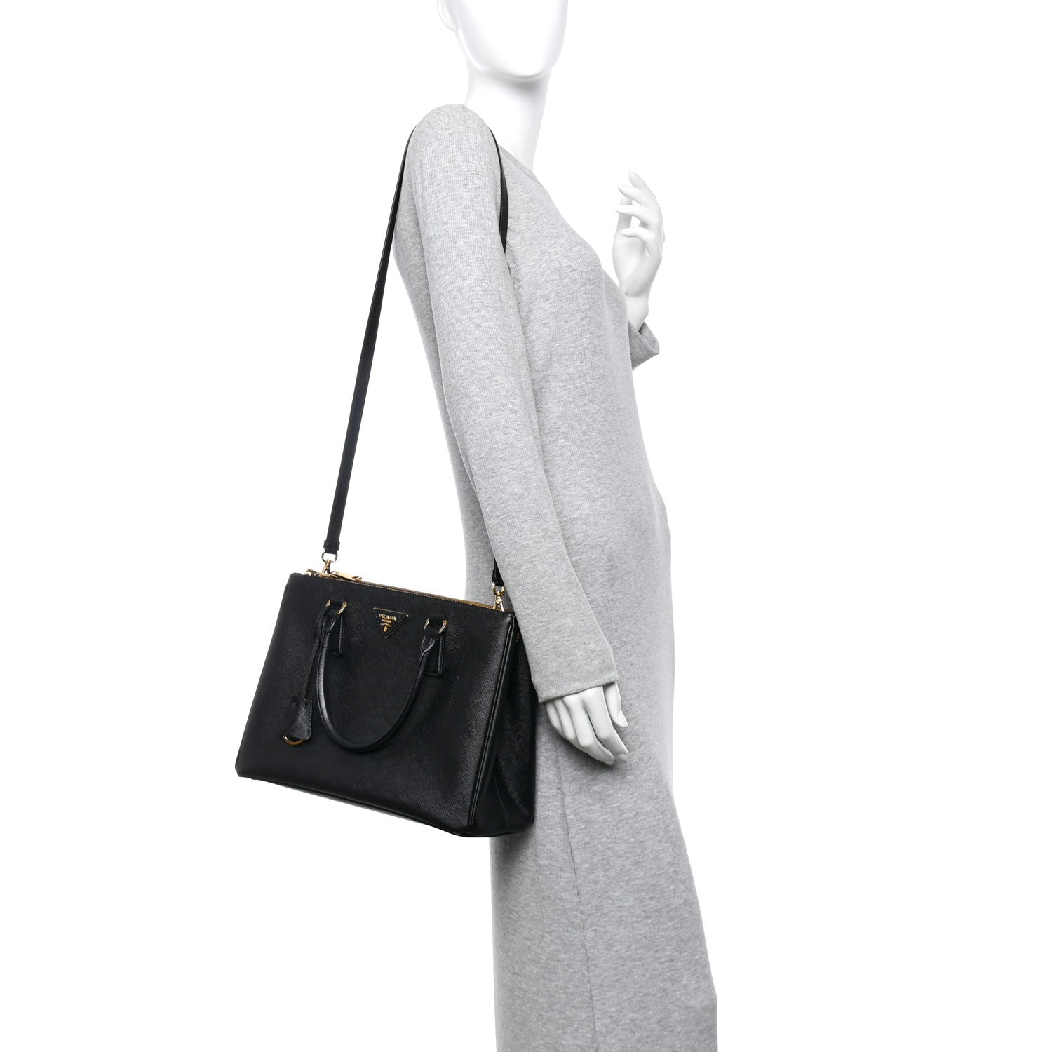 Prada Saffiano Lux Large Galleria Double Zip Tote Black 2 of 9
