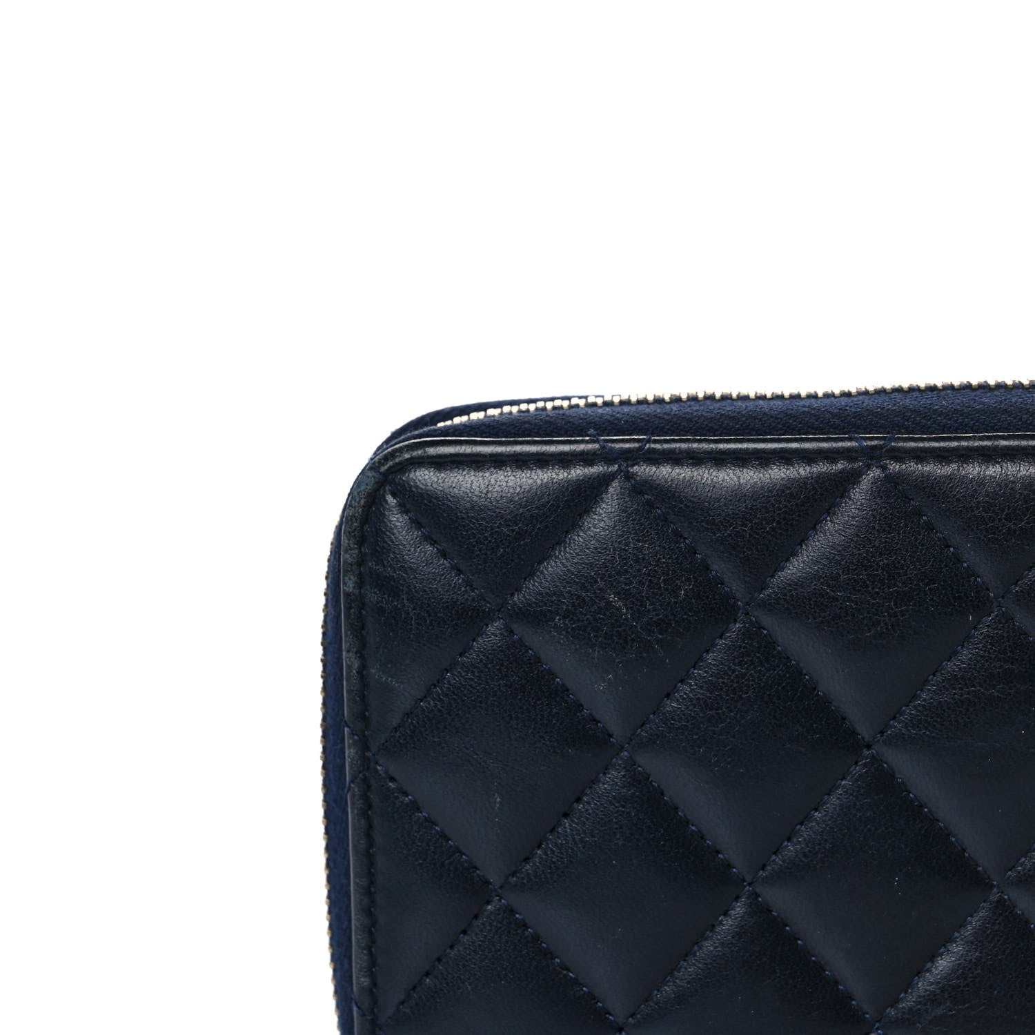 Chanel Lambskin Quilted Large Gusset Zip Around Wallet Blue 7 of 14