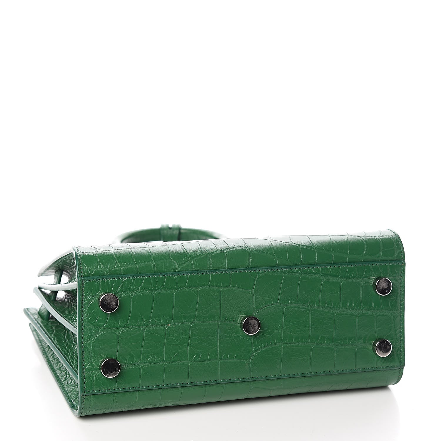 Saint Laurent Calfskin Crocodile Embossed Nano Sac De Jour Green 4 of 10