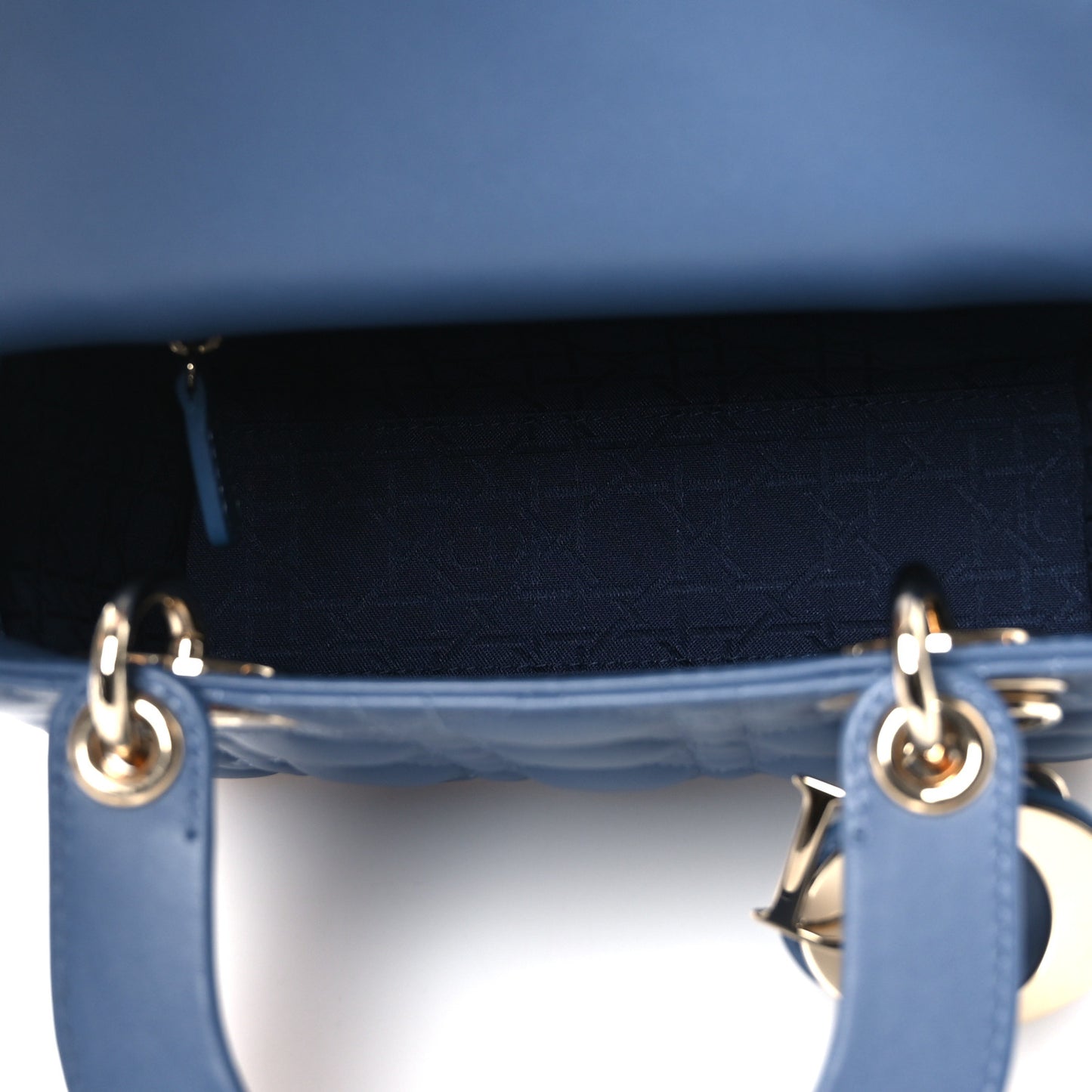 Lambskin Cannage Small My ABCDior Lady Dior Blue Denim