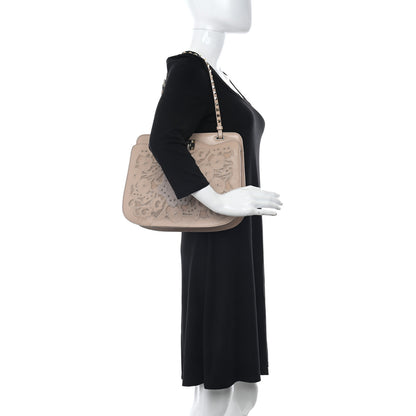 Valentino Garavani Vitello Rockstud Flip-Lock Lace Shoulder Bag Beige 2 of 9