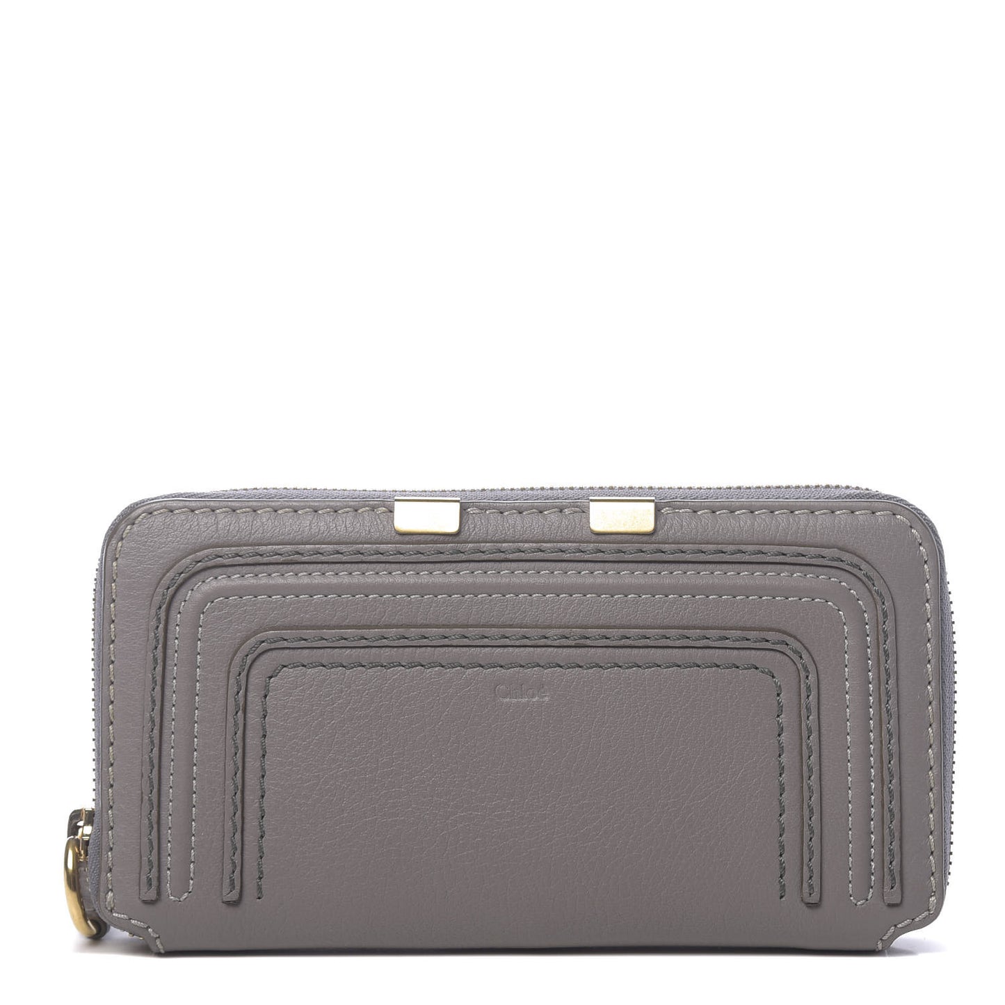 Calfskin Marcie Long Zip Around Wallet Cashmere Grey