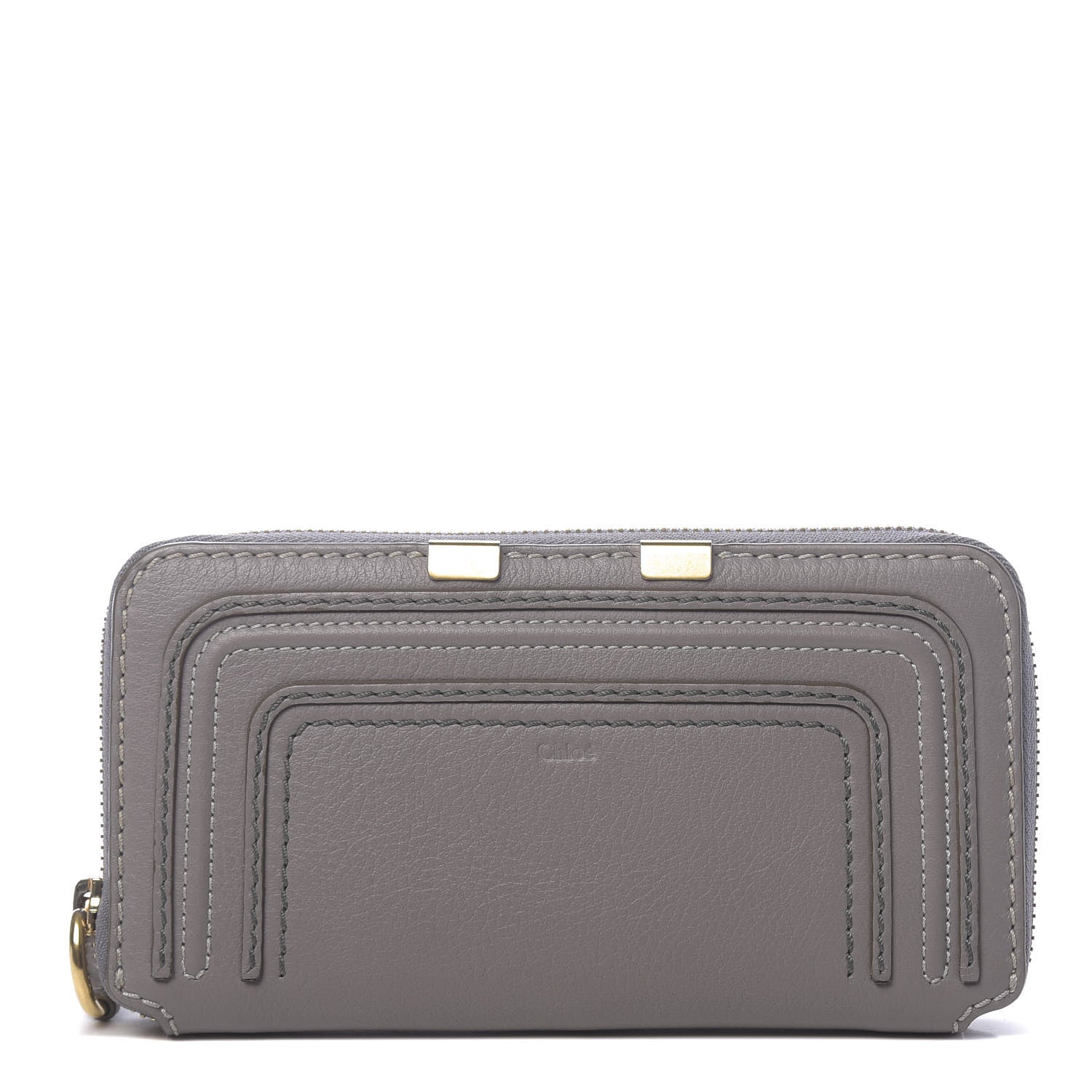 Chloe Calfskin Marcie Long Zip Around Wallet Cashmere Grey 1 of 12