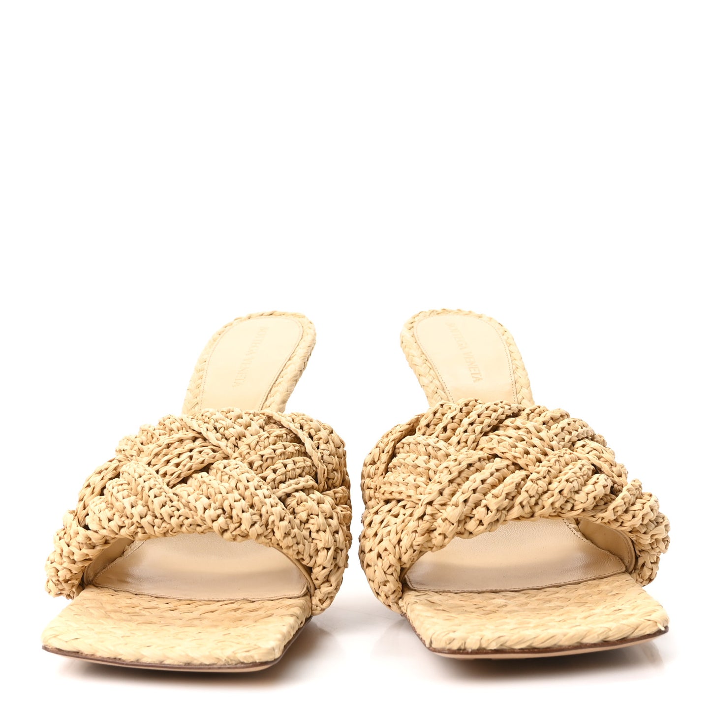 Raffia Intrecciato Lido Mule 90 Sandals 41.5 Cane Sugar