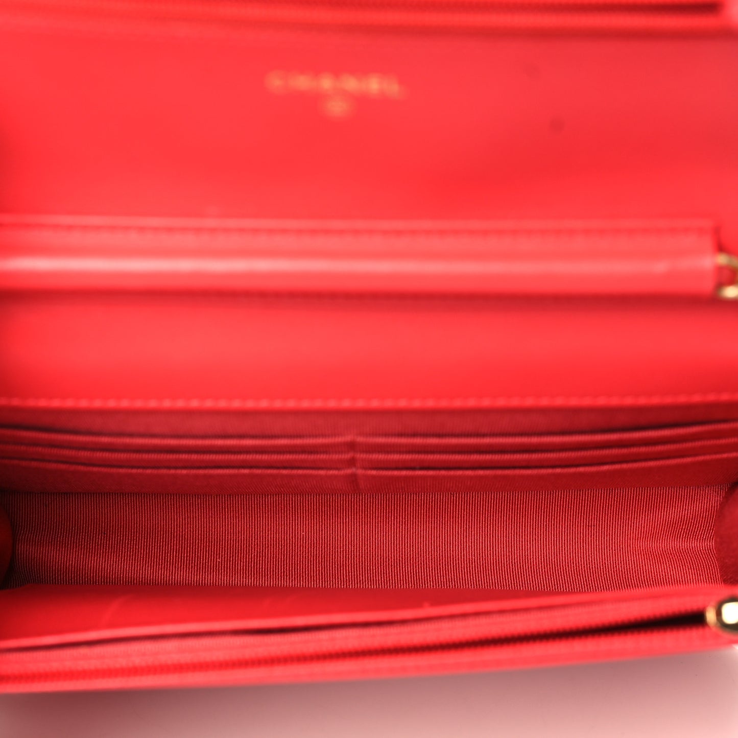 Lambskin Quilted Wallet On Chain WOC Light Red