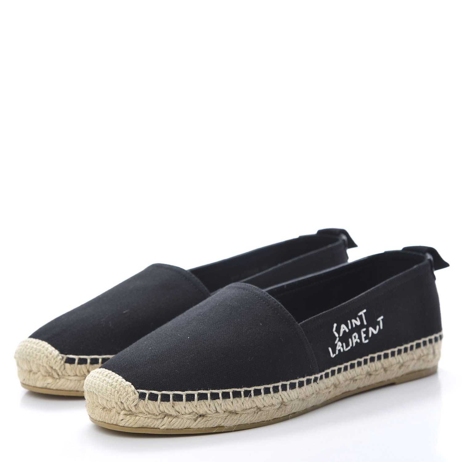 Saint Laurent Canvas Nappa Elba Light Logo Embroidered Espadrilles 36 Black 3 of 8