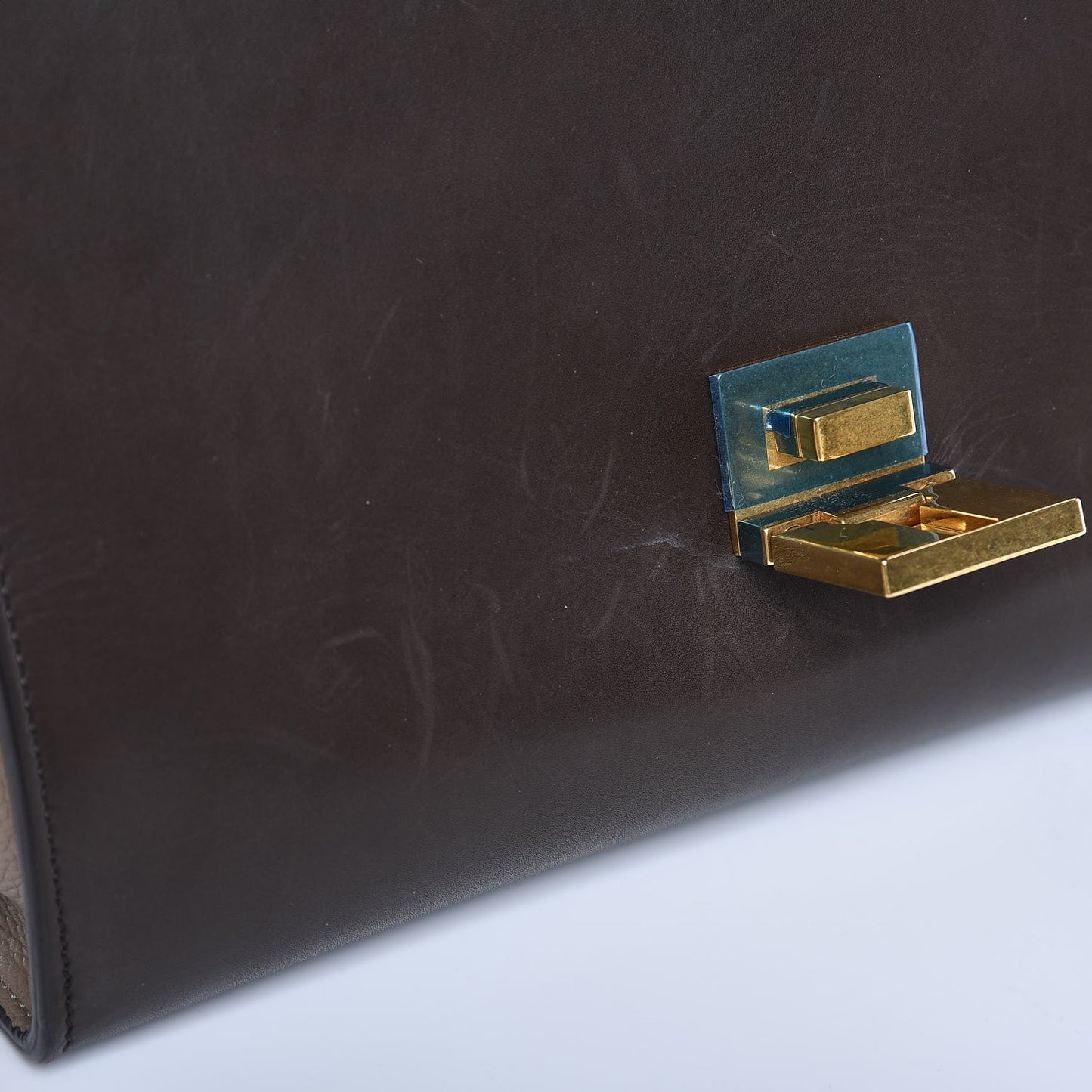 Sleek Calfskin Tri-color Small Trapeze Wine