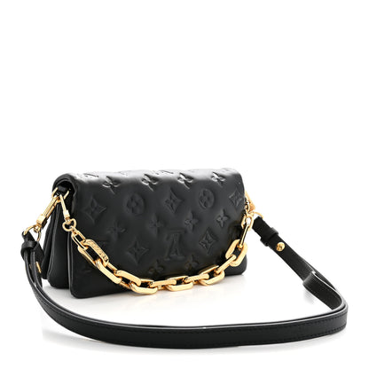 Louis Vuitton Lambskin Embossed Monogram Pochette Coussin Crossbody Black 3 of 10