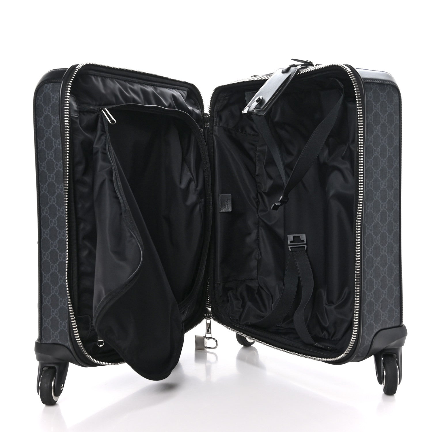 Gucci GG Supreme Monogram Gran Turismo Suitcase Black Grey 4 of 10