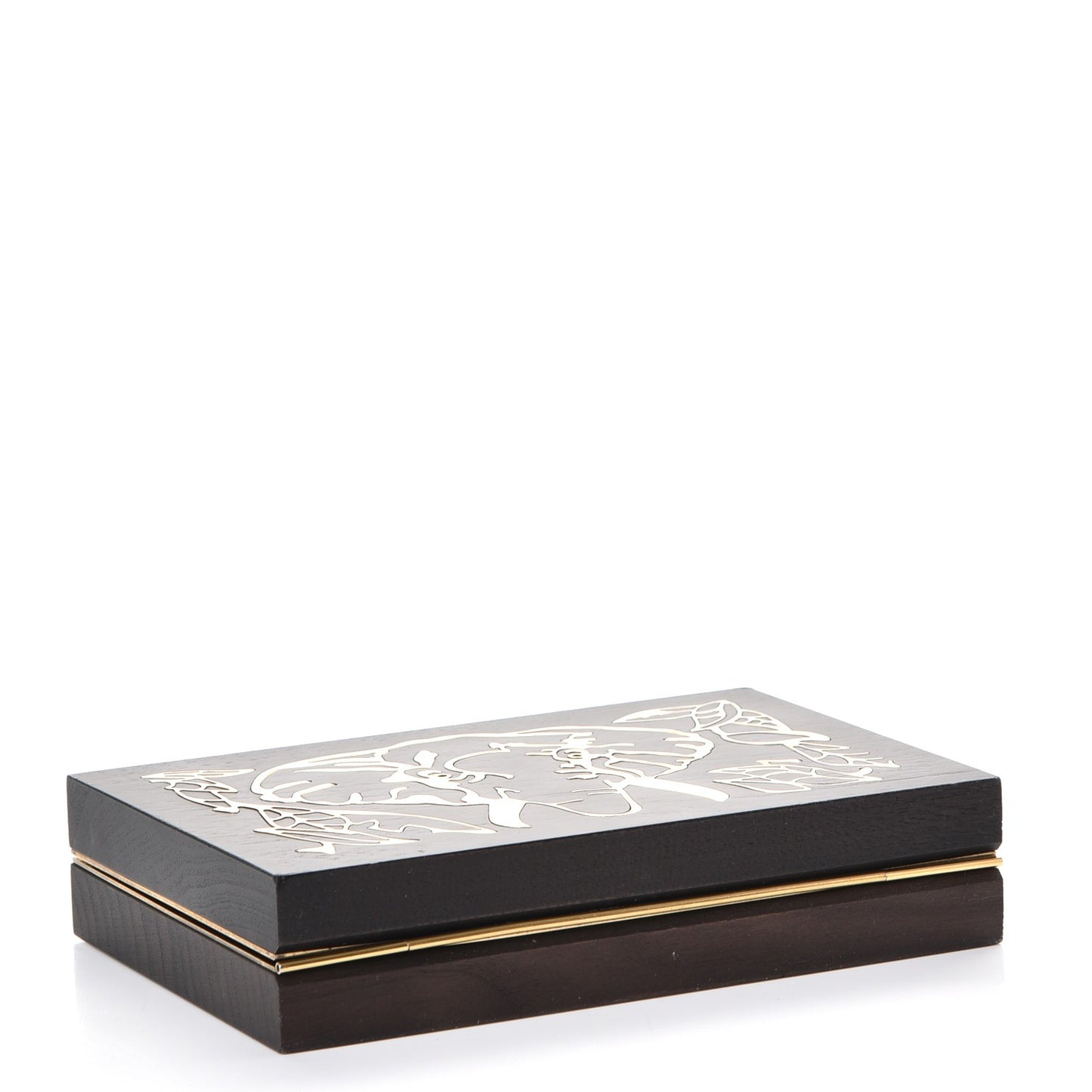 Wood Elephant Minaudiere Clutch Black
