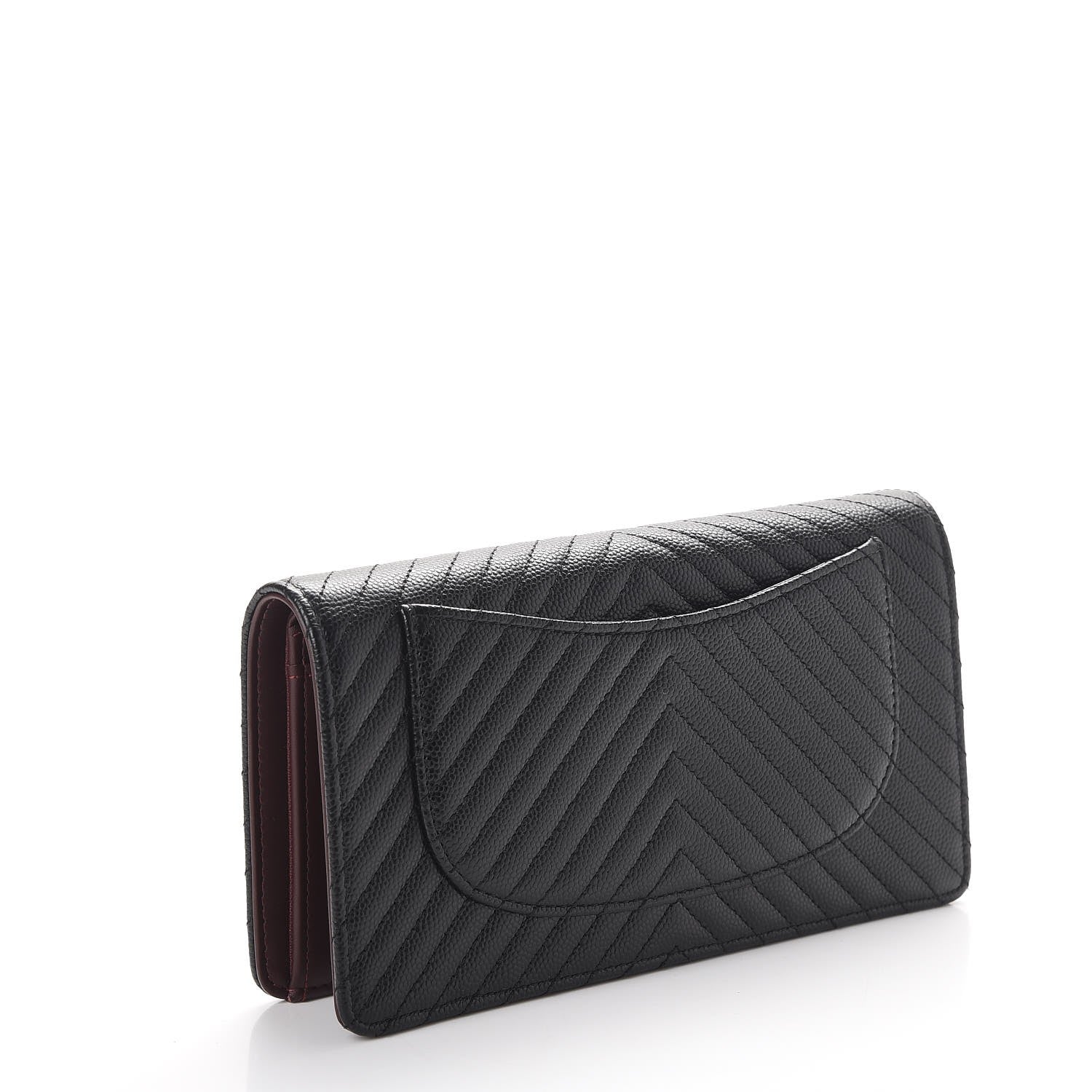 Chanel Caviar Chevron Quilted Yen Wallet Black 3 of 9