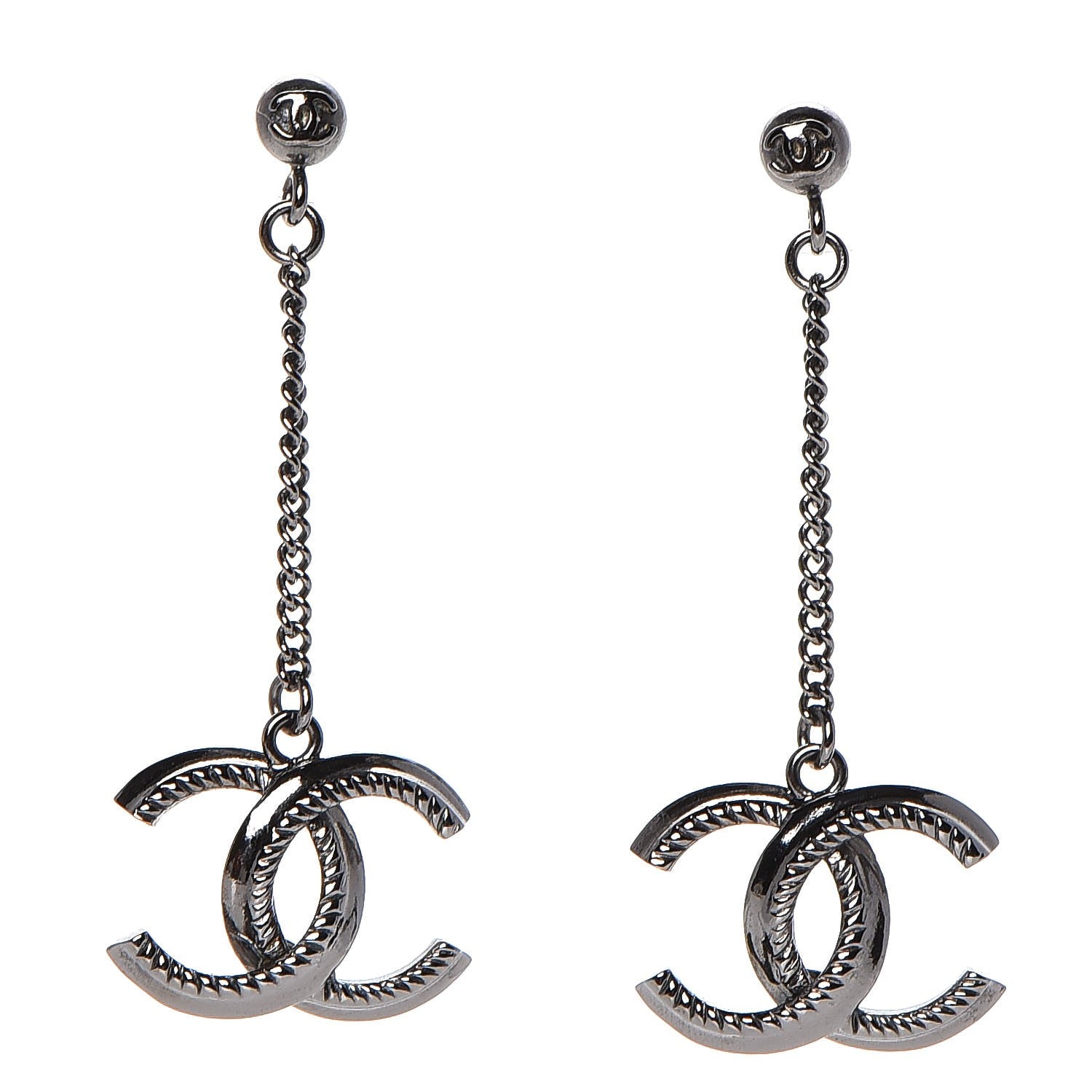 Chanel Ruthenium CC Drop Earrings 1 of 5