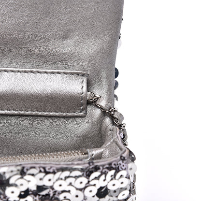 Chanel Sequin Medium Single Flap Silver 7 of 14