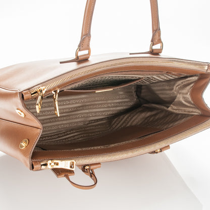 Prada Saffiano Large Galleria Double Zip Tote Caramel 5 of 7