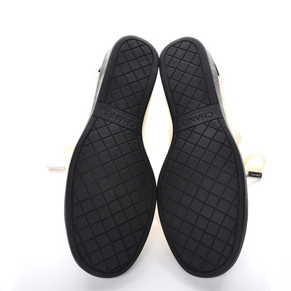 Chanel Lambskin Patent Cap Toe CC Sneakers 38 White Black 5 of 12