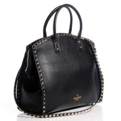 Valentino Garavani Leather Rockstud Dome Shopper Black 3 of 8