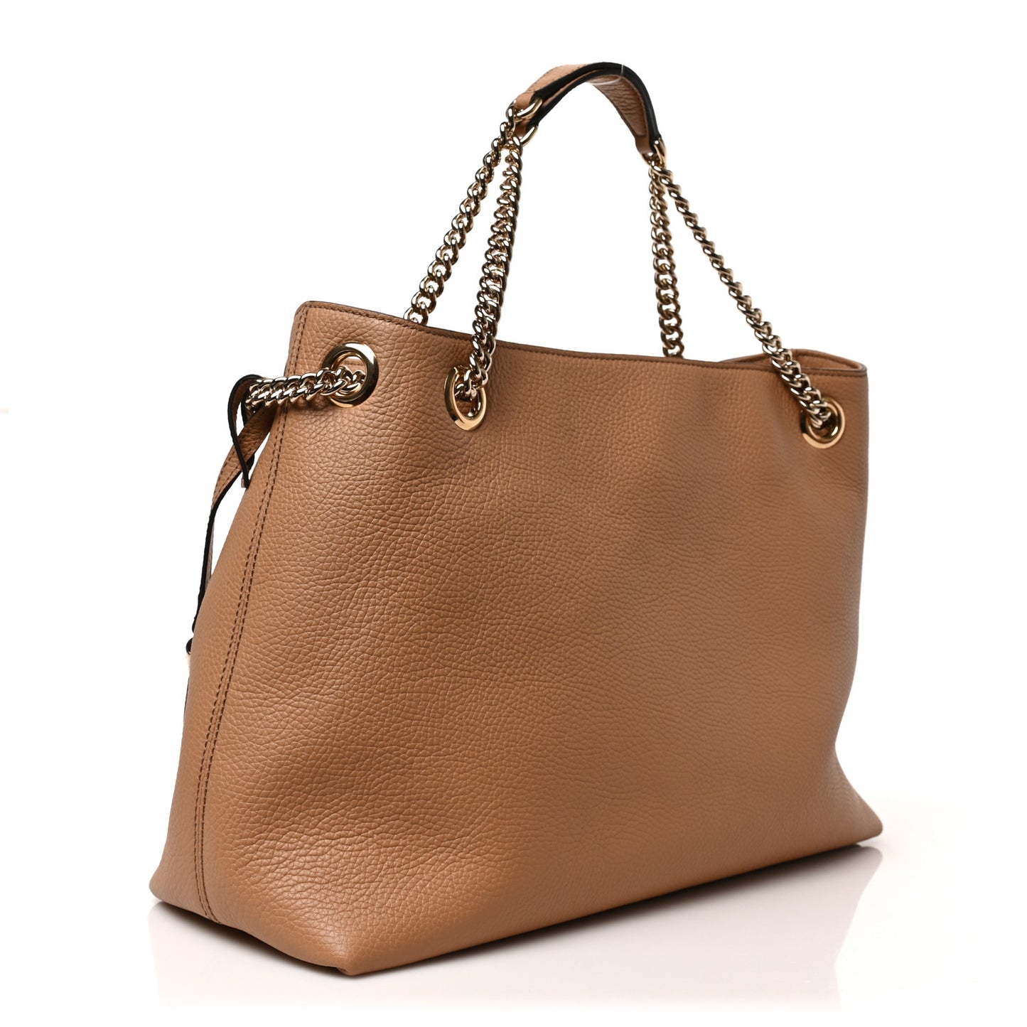 Pebbled Calfskin Medium Soho Chain Shoulder Bag Camelia