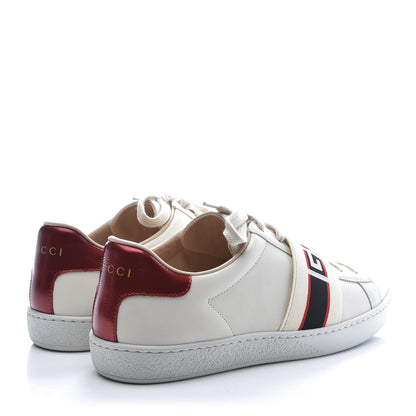 Gucci Calfskin Stripe Womens New Ace Sneakers 37 New Mystic White Ecru Red Flame 4 of 10