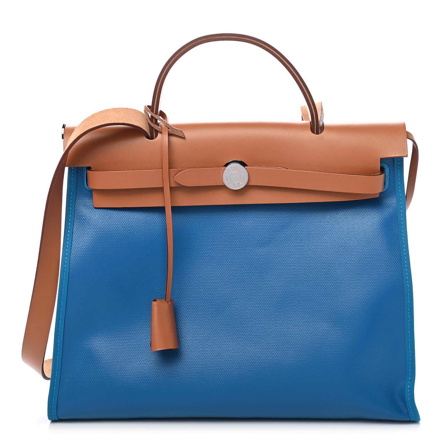 Hermes Toile H Berline Vache Hunter Herbag Zip 31 PM Bleu Zanzibar Natural 1 of 10