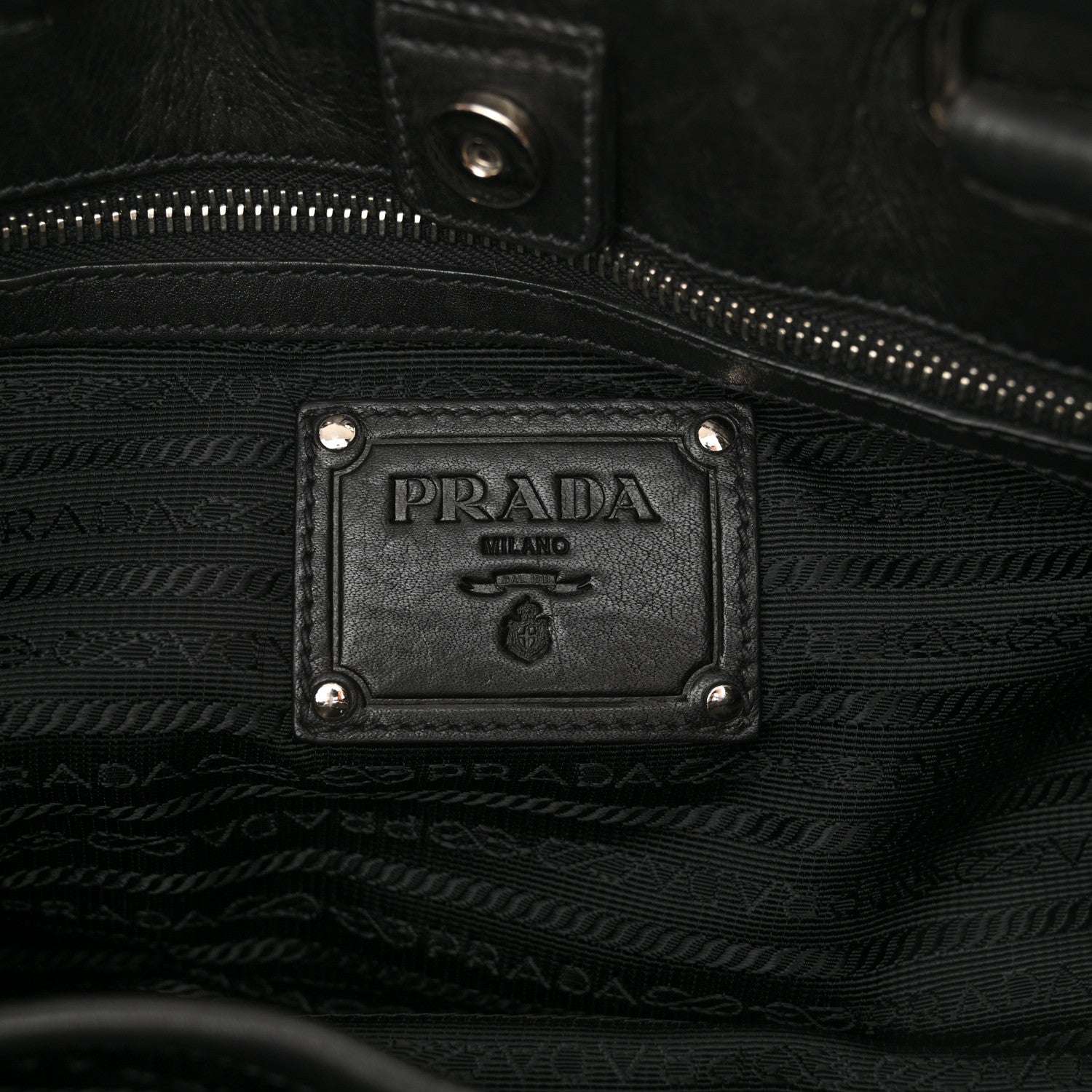 Prada Soft Calfskin Pleated Shoulder Bag Black 6 of 10
