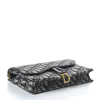 Christian Dior Oblique Saddle Chain Pouch Blue 4 of 10