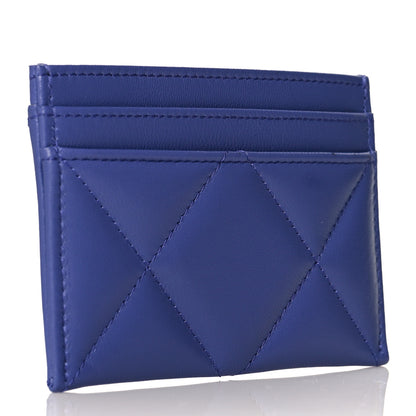 Chanel Shiny Goatskin Quilted Chanel 19 Card Holder Blue 3 of 10