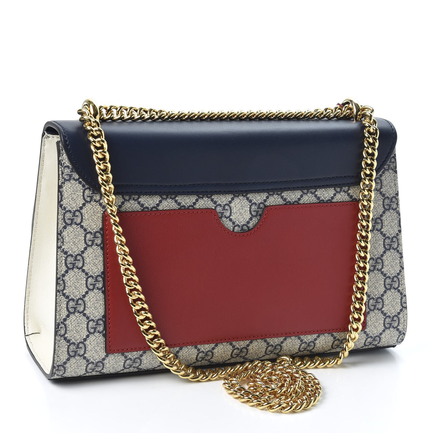GG Supreme Monogram Calfskin Medium Padlock Shoulder Bag Beige Blue Mystic White Hibiscus Red