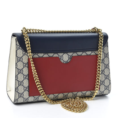 Gucci GG Supreme Monogram Calfskin Medium Padlock Shoulder Bag Beige Blue Mystic White Hibiscus Red 2 of 10