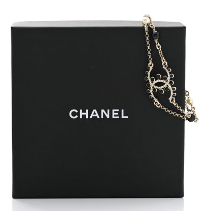 Chanel Crystal Enamel Pearl CC Bracelet Black Gold 5 of 5