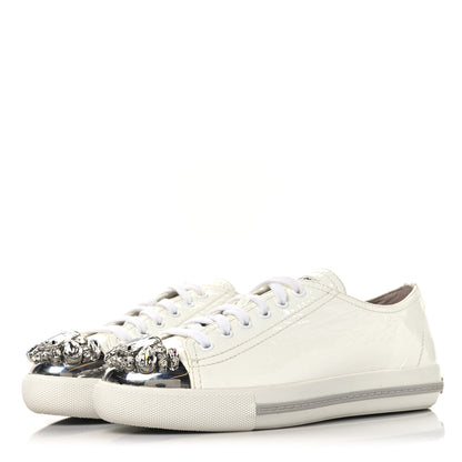 Miu Miu Naplak Crystal Low Top Sneakers 38 Bianco 4 of 10