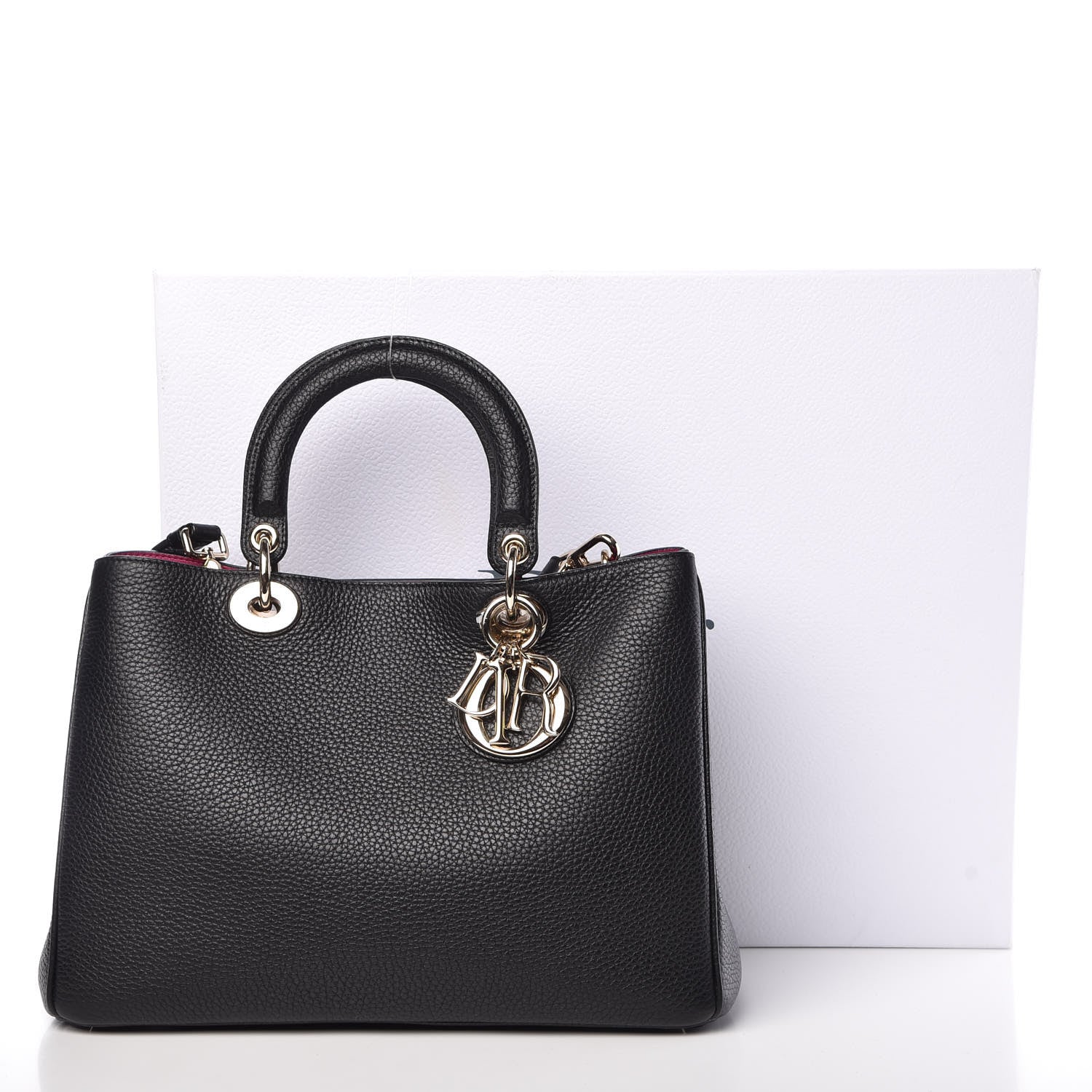 Christian Dior Bullcalf Medium Diorissimo Tote Black Rose Indien 13 of 13