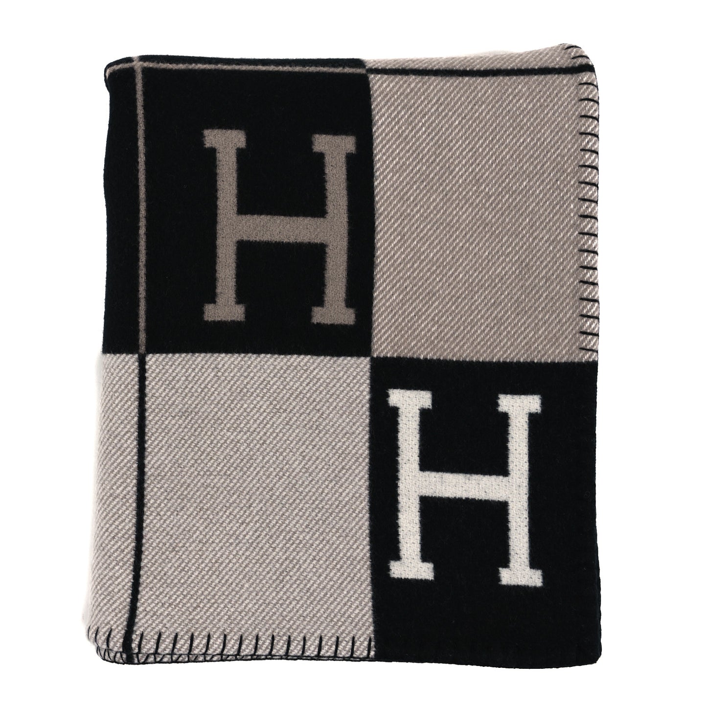 Wool Cashmere Avalon III Blanket Ecru Black