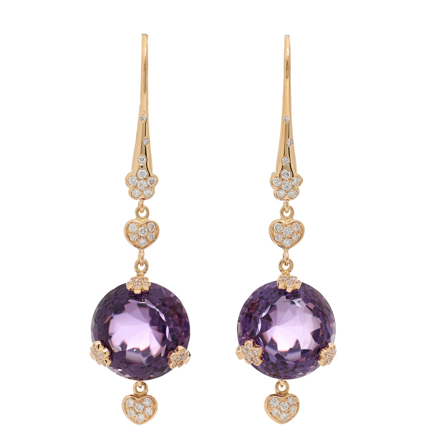 18K Rose Gold Diamond Amethyst Sissi Drop Earrings