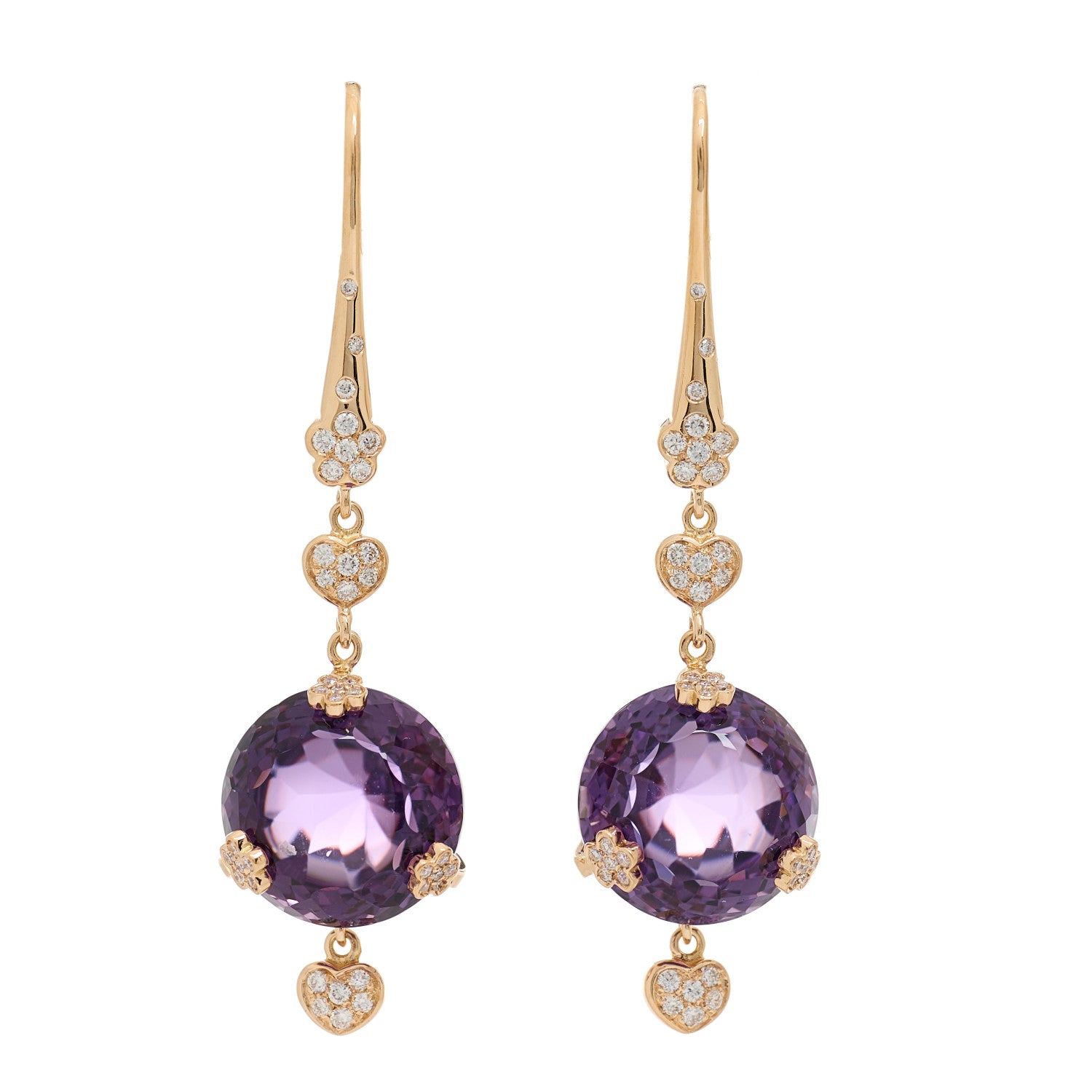 Pasquale Bruni 18K Rose Gold Diamond Amethyst Sissi Drop Earrings 1 of 4