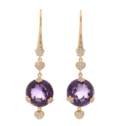 Pasquale Bruni 18K Rose Gold Diamond Amethyst Sissi Drop Earrings 1 of 4