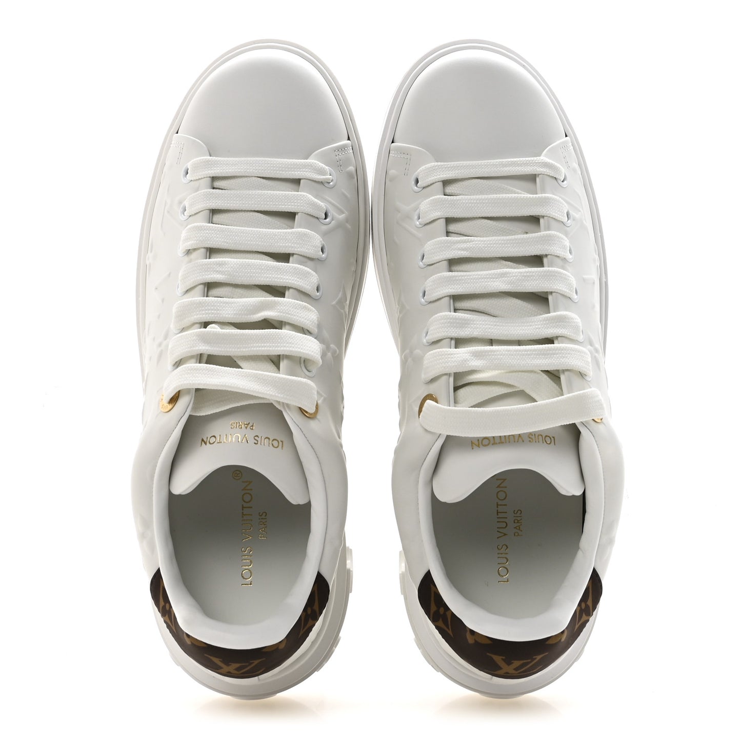 Lambskin Embossed Monogram Time Out Sneakers 39.5 White