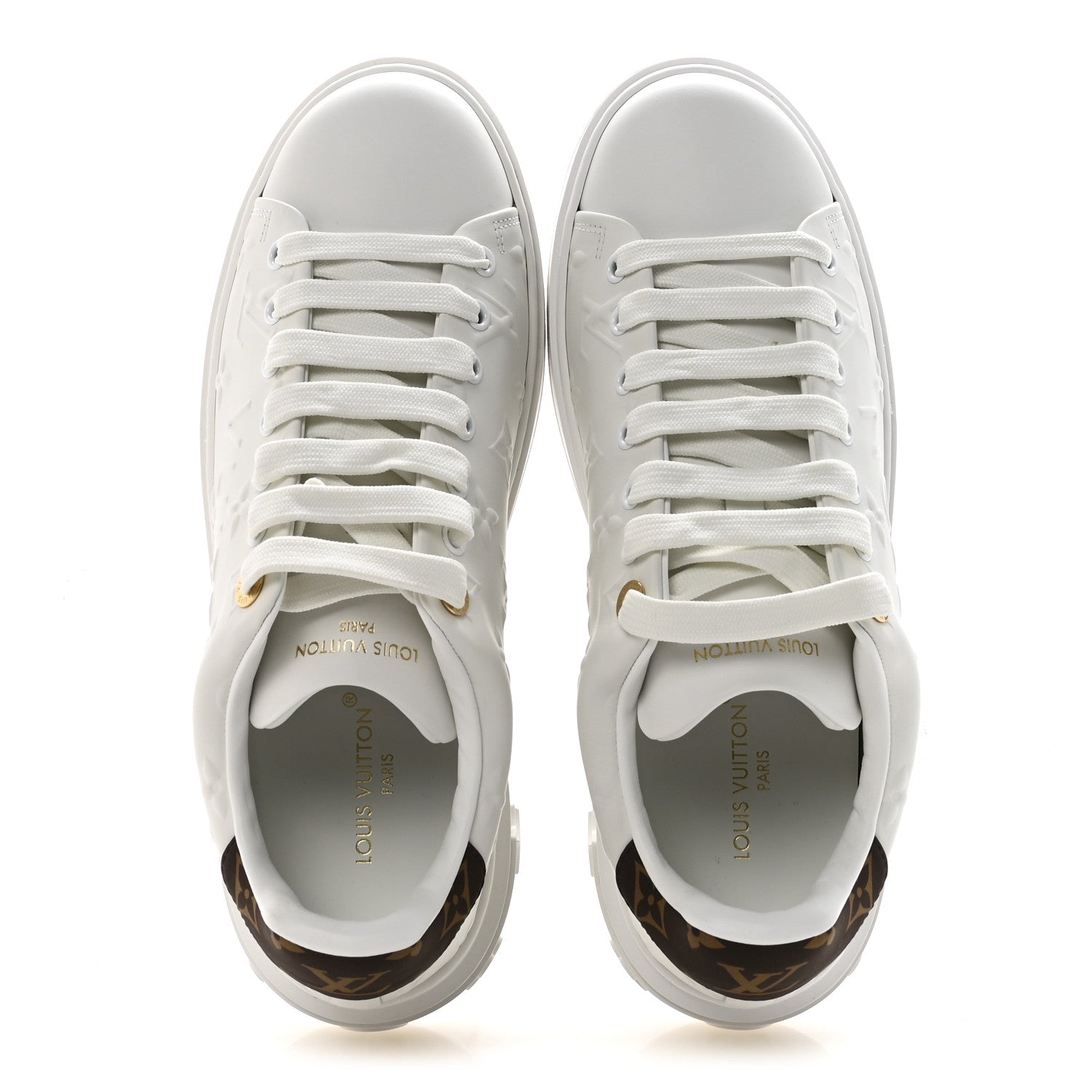 Louis Vuitton Lambskin Embossed Monogram Time Out Sneakers 39.5 White 2 of 9