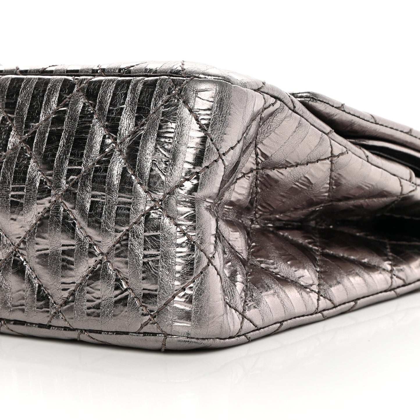 Metallic Striped Calfskin 2.55 Reissue 226 Flap Dark Silver