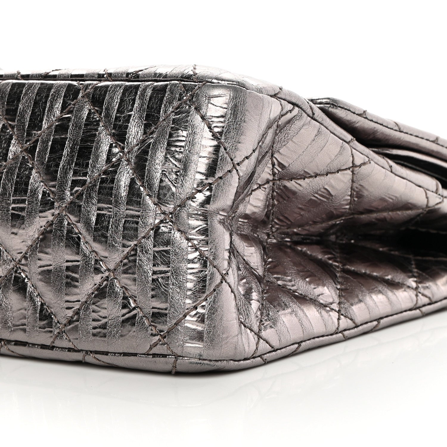 Chanel Metallic Striped Calfskin 2.55 Reissue 226 Flap Dark Silver 10 of 13