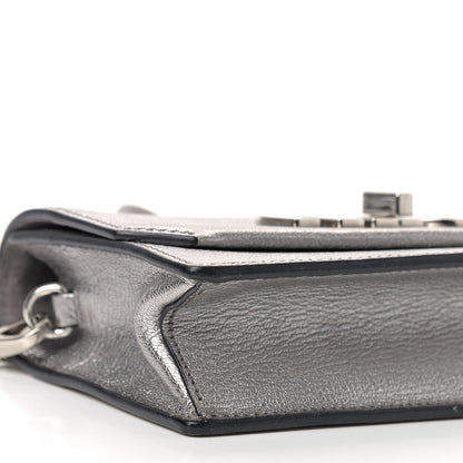 Miu Miu Metallic Goatskin Madras Mini Miu Logo Shoulder Bag Cromo 5 of 8