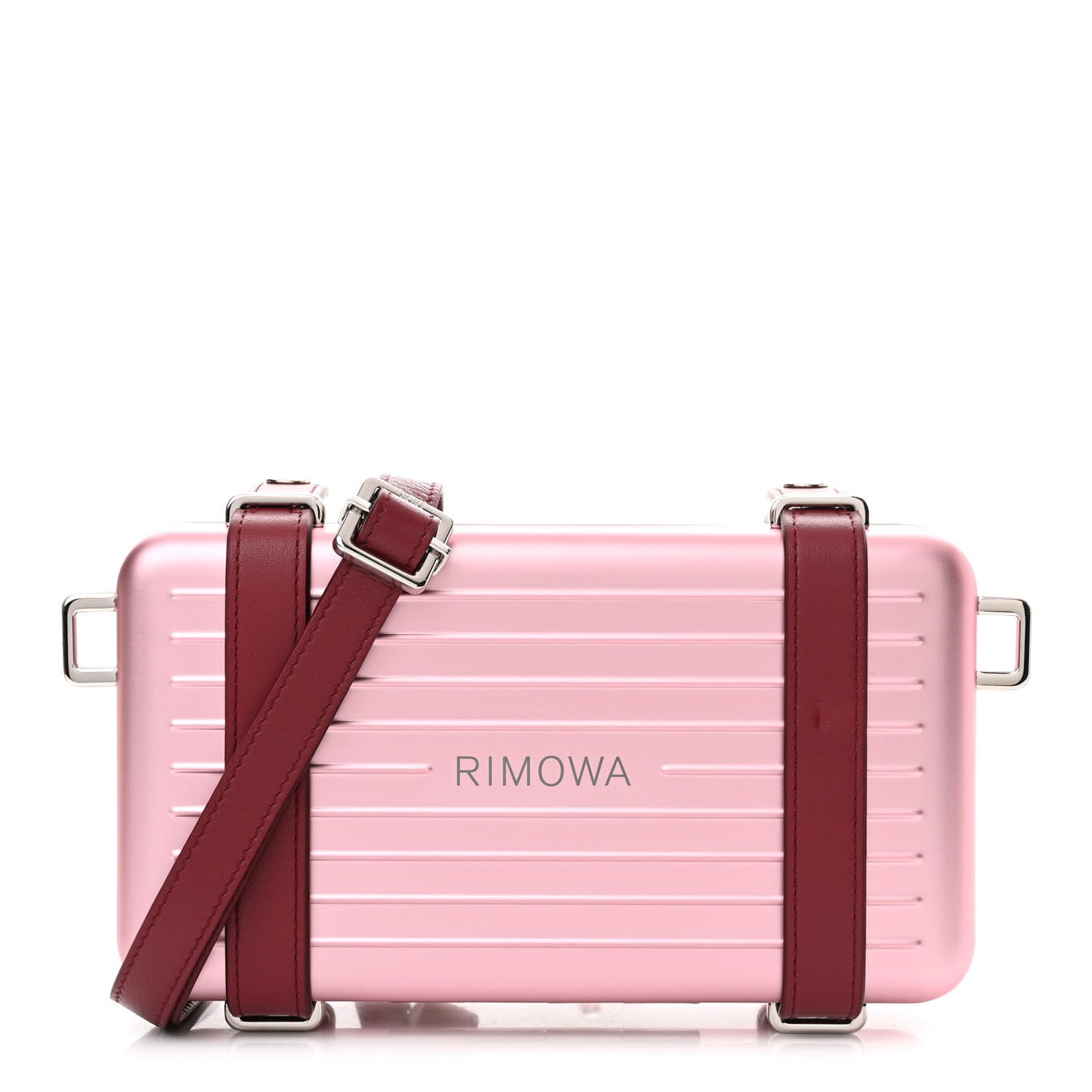 X RIMOWA Aluminum Personal Clutch On Strap Rose