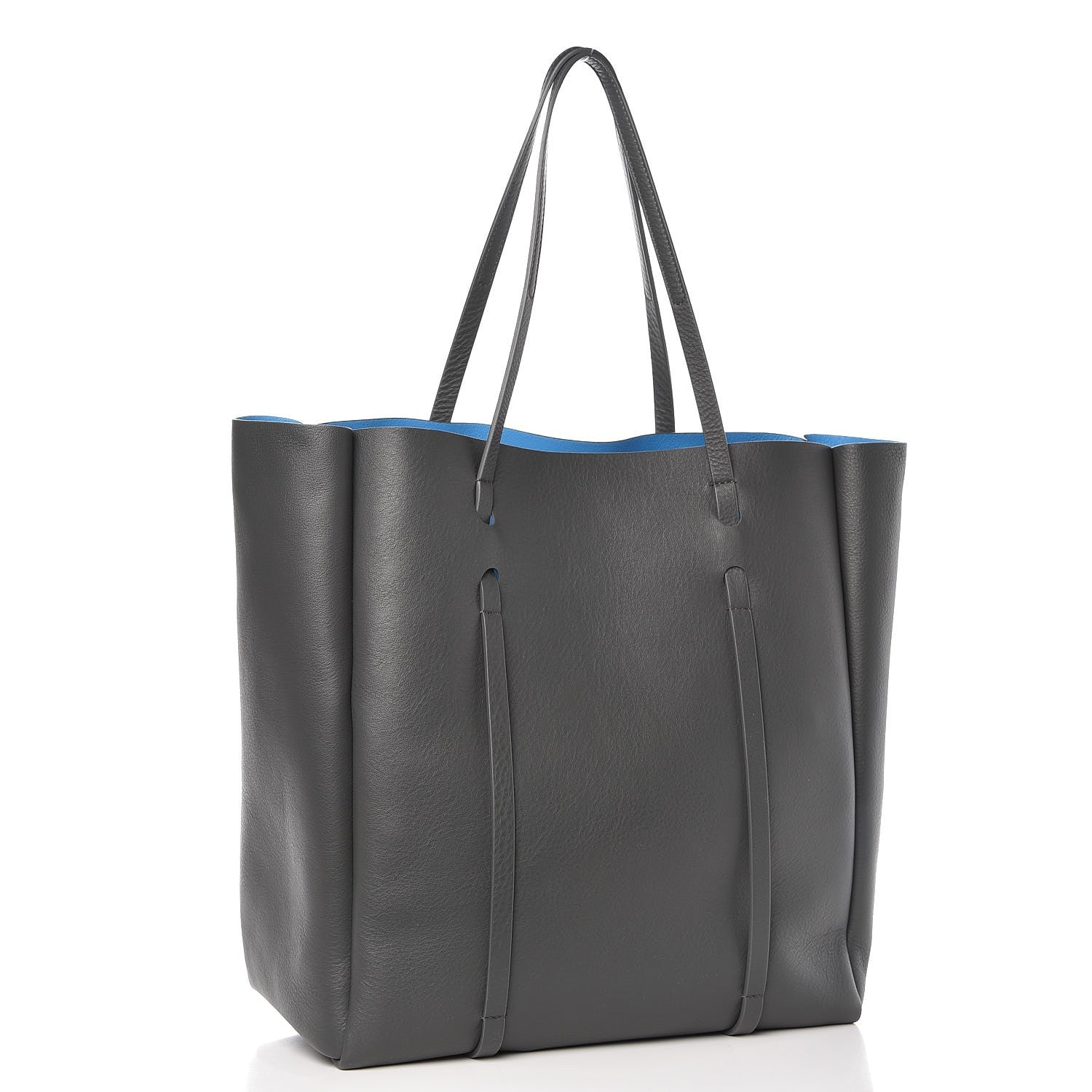 Balenciaga Veau Baltimore Double Sided Medium Everyday Tote Gris Fossile Bleu Turquoise 3 of 9