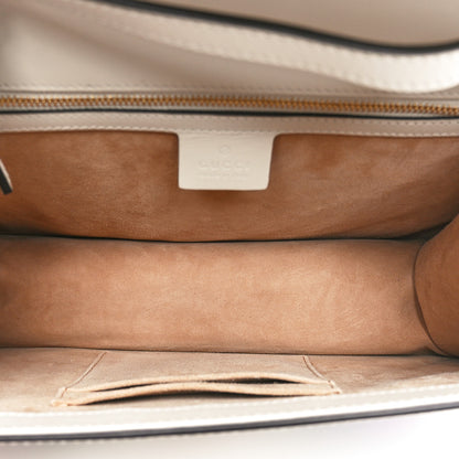 Gucci Calfskin Embroidered Medium Sylvie Top Handle Bag White 5 of 10